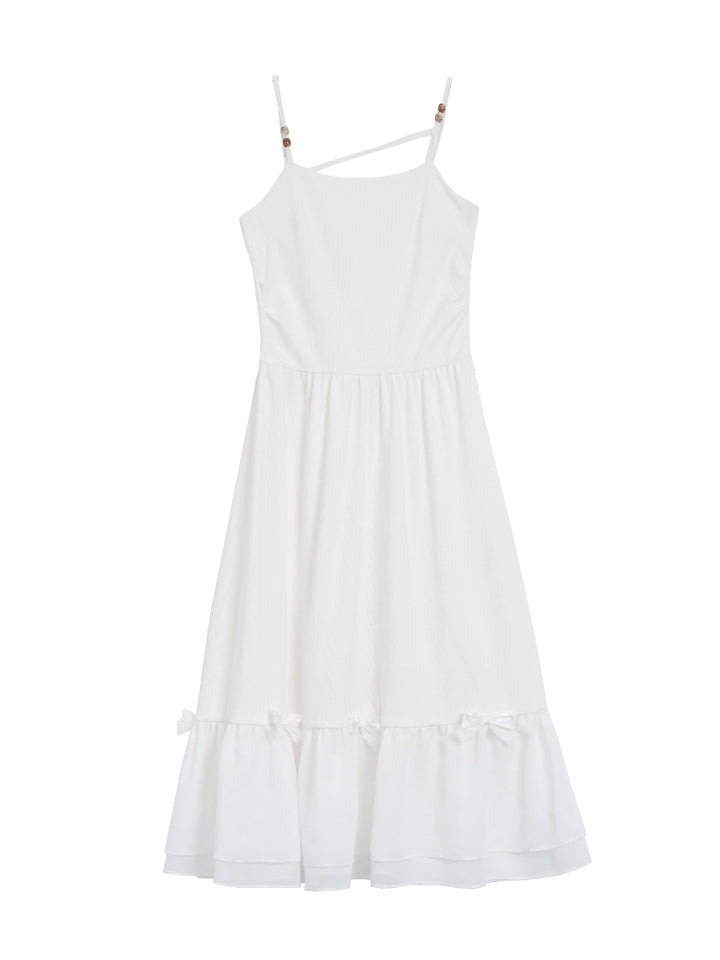 Spring Summer Green White Dress / Off Shoulder Top