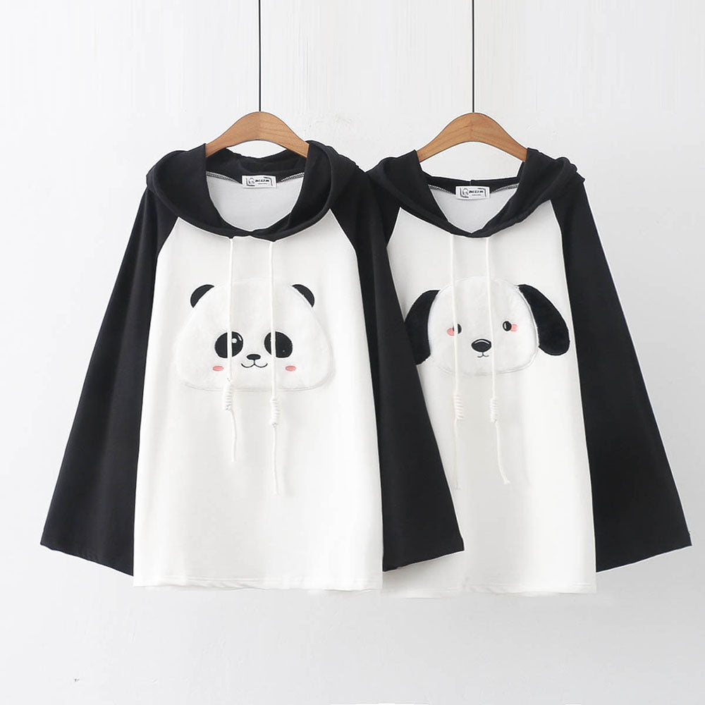 Lovely Cartoon Puppy Panda Embroidery Hoodie