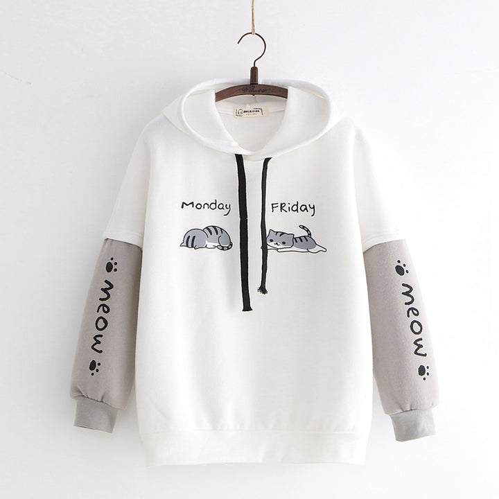 Monday Friday Meow Paw Print Hoodie
