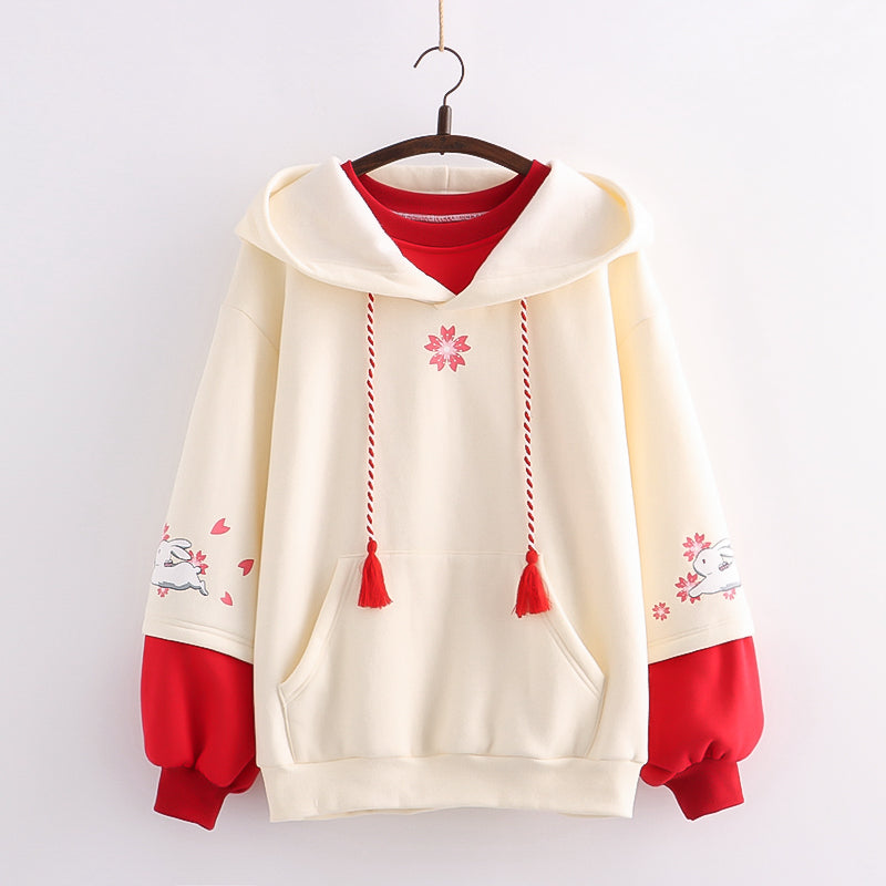 Sakura Bunny Print Hoodie