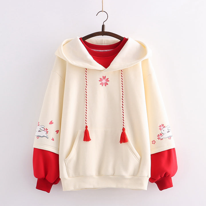 Sakura Bunny Print Hoodie