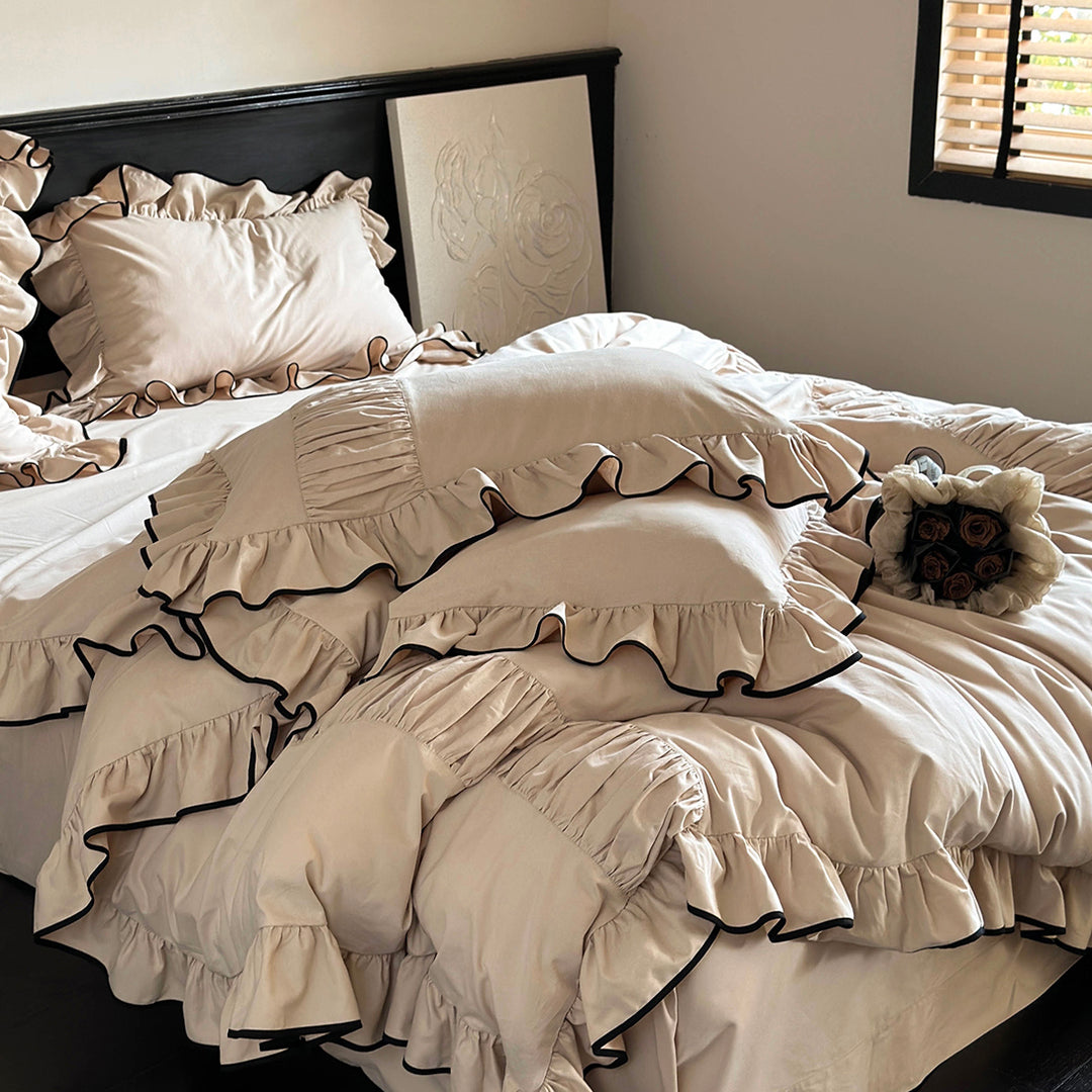 Luxury Style Lotus Leaf Edge Cotton Bedding Set