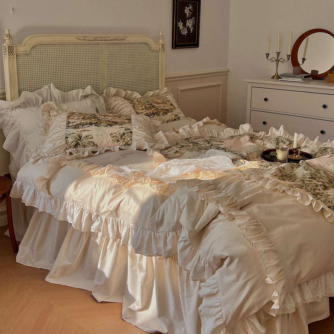 Romantic French Vintage Art Cotton Lace Duvet Cover