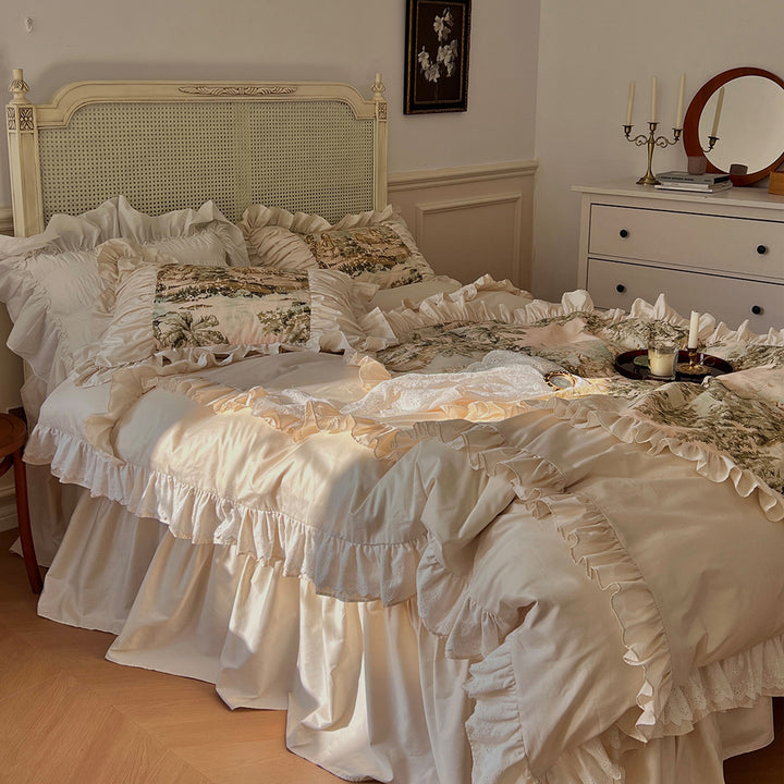 Romantic French Vintage Art Cotton Lace Duvet Cover