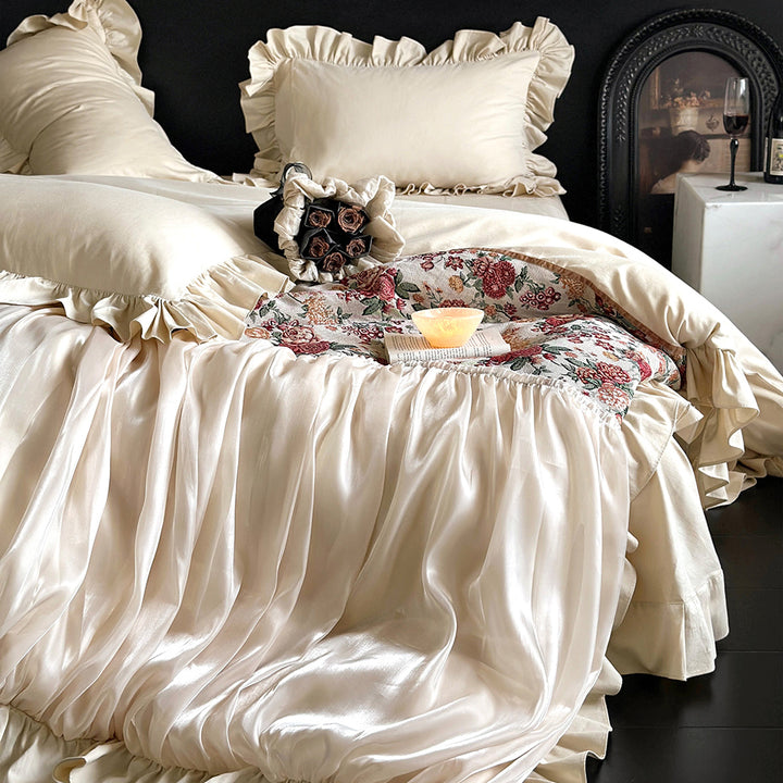 Princess Romantic Floral Cotton Ruffled Duvet Cover