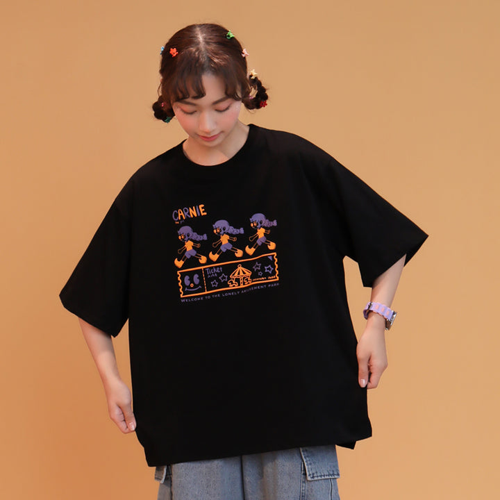 Japanese College -style Loose-fit Summer Short-sleeved Round-neck T-shirt