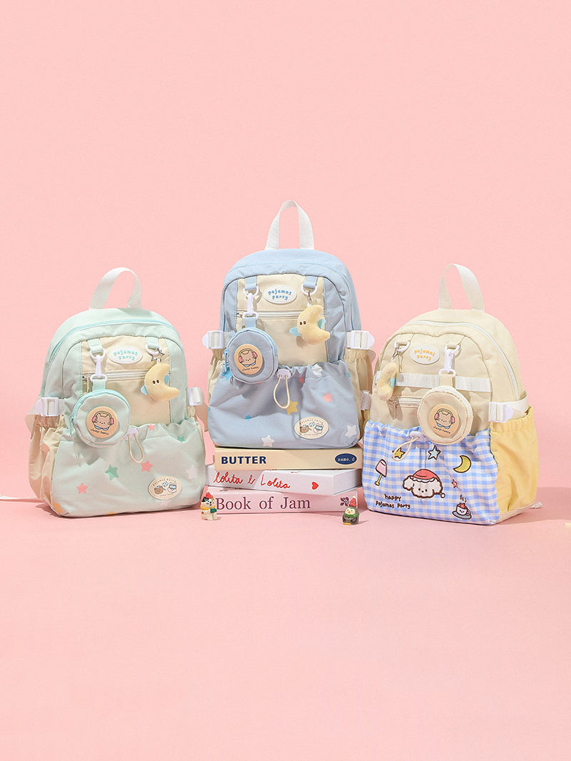 Sweet Cartoon Backpack for Girls (Green, Blue, Yellow)