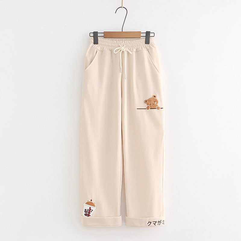Sweet Milktea Bear Loose Sweatpants