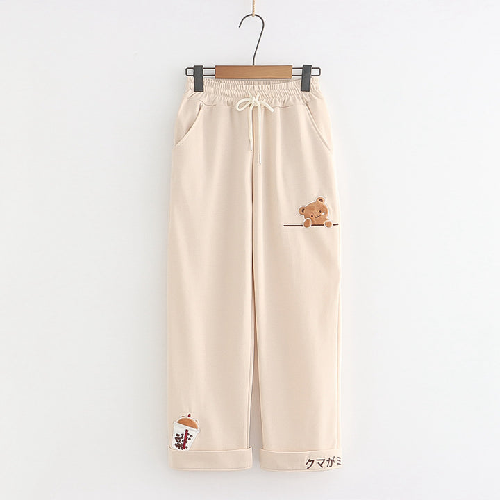 Sweet Milktea Bear Loose Sweatpants