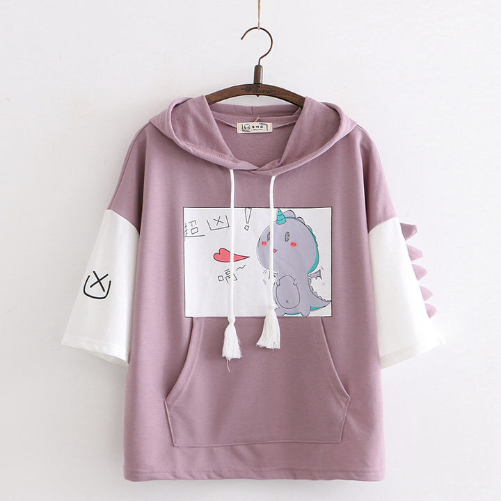 Adorable Cartoon Dinosaur Heart Hoodie T-Shirt