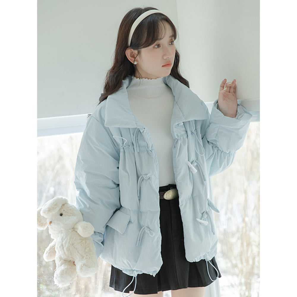 Thickened Short Blue Cotton-padded Down Jacket