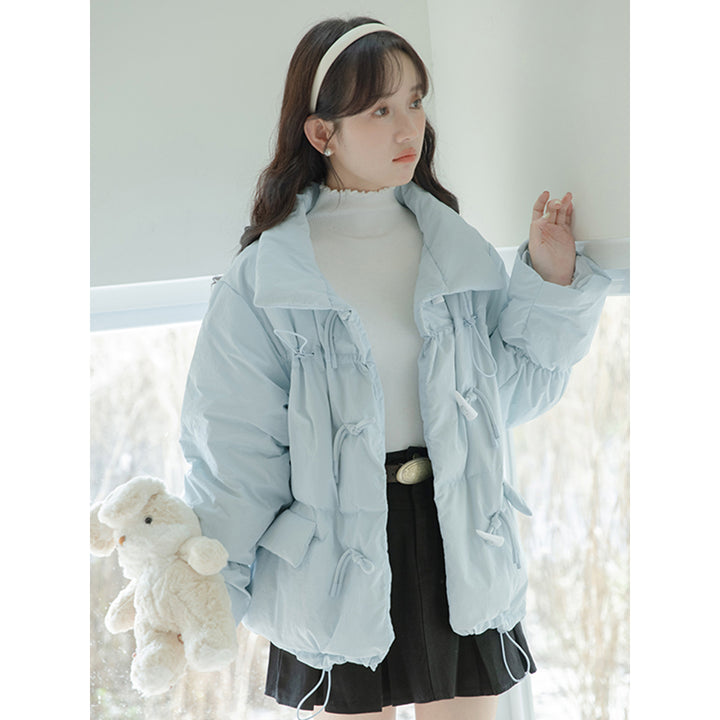 Thickened Short Blue Cotton-padded Down Jacket
