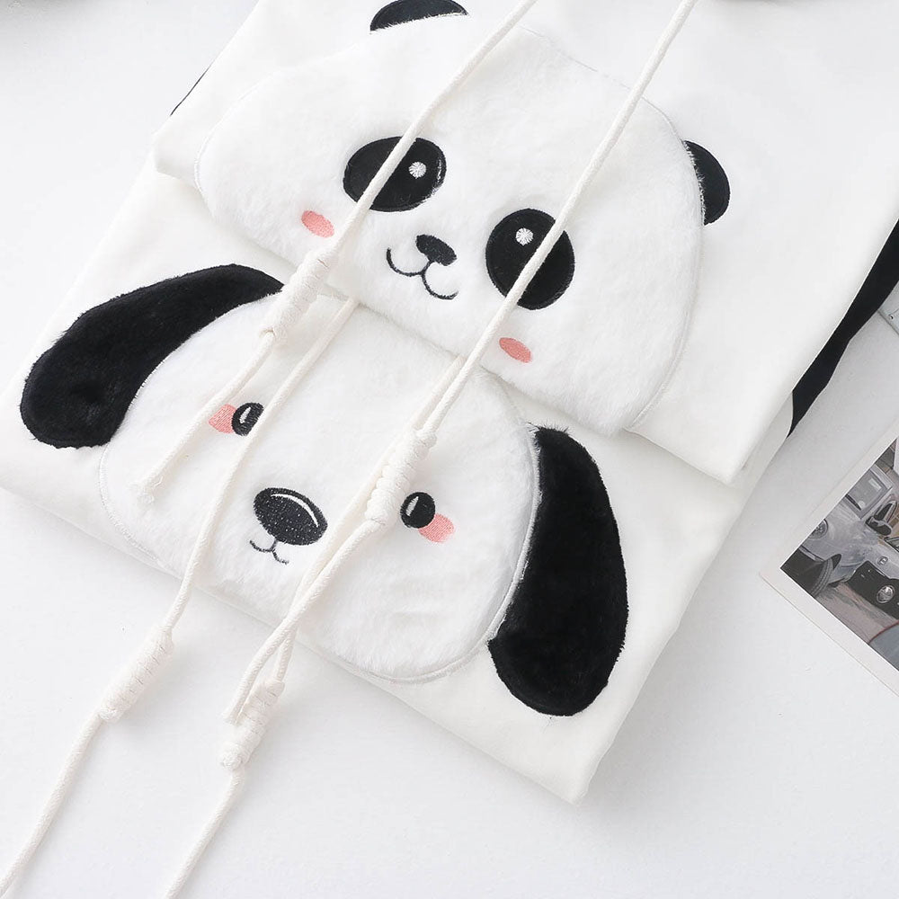 Lovely Cartoon Puppy Panda Embroidery Hoodie