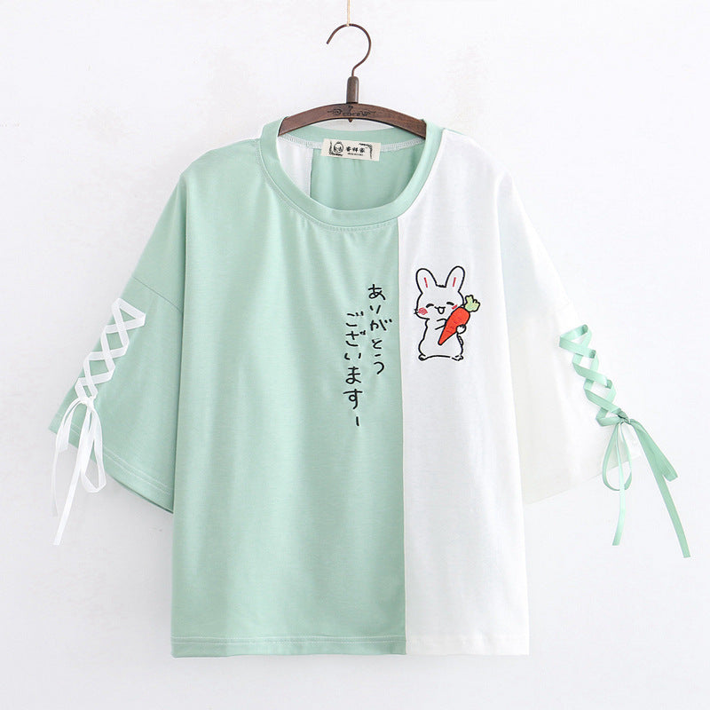 Kawaii Bunny Cross Lace Shirt
