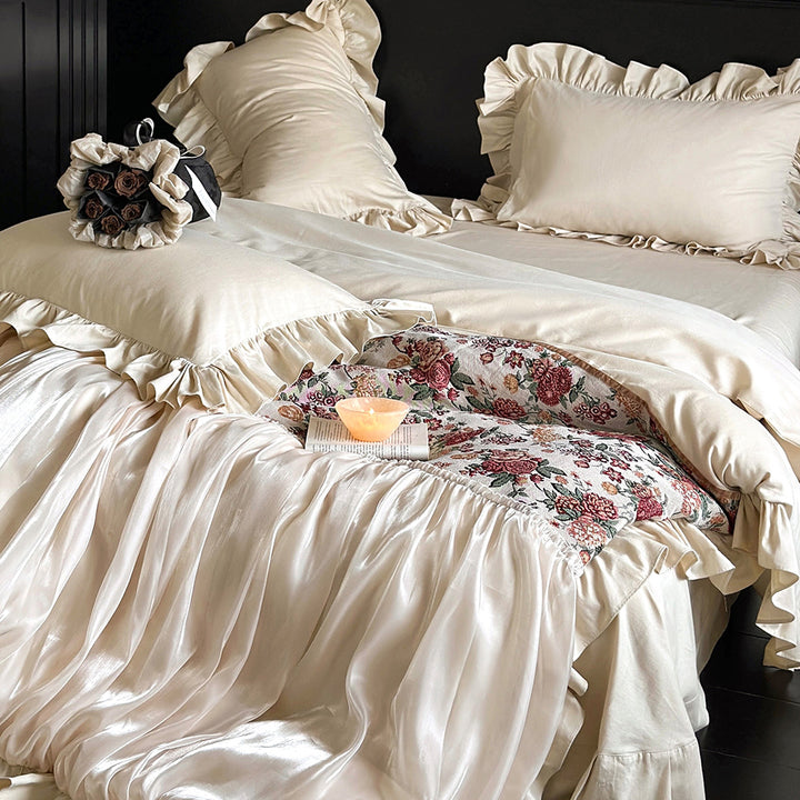 Princess Romantic Floral Cotton Ruffled Duvet Cover