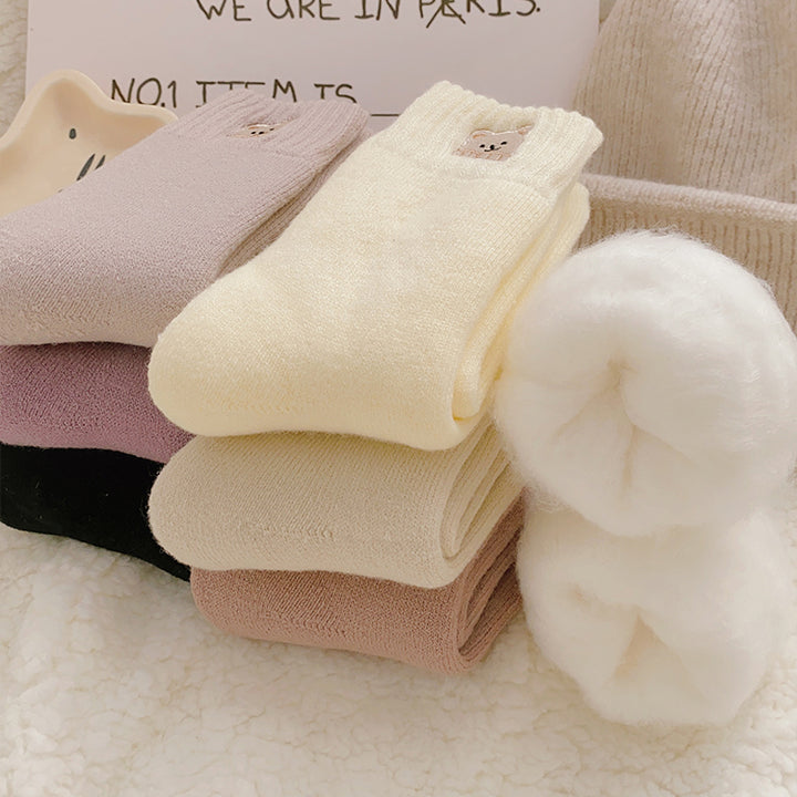 Adorable Embroidered Little Bear Winter Socks  2 Pairs/set