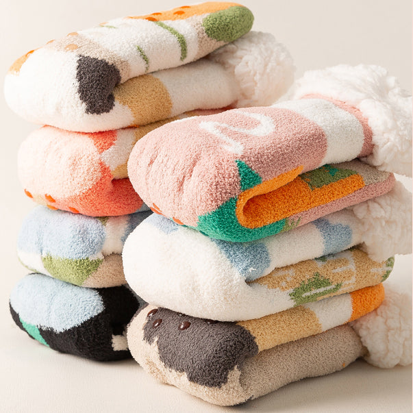 Oil Painting Pattern Wool Plush Winter Thick Socks