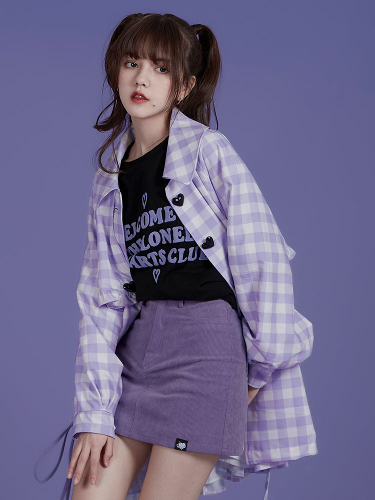 Black and Purple Mock Two-piece Loose Long-sleeve Sweatshirt