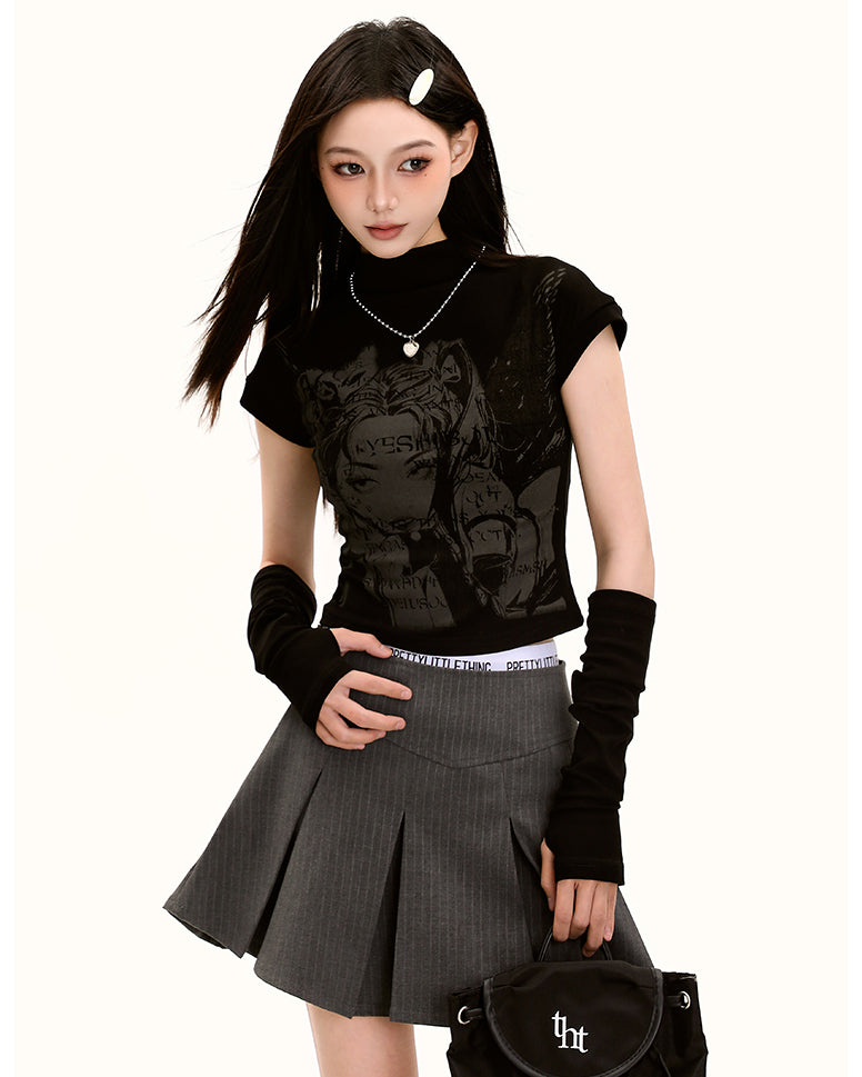 American Retro Y2K Anime Short T-shirt