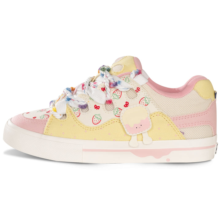 Strawberry Yellow and Pink Color-Block Puffer Shoes