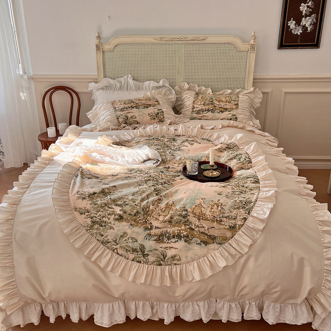 Romantic French Vintage Art Cotton Lace Duvet Cover