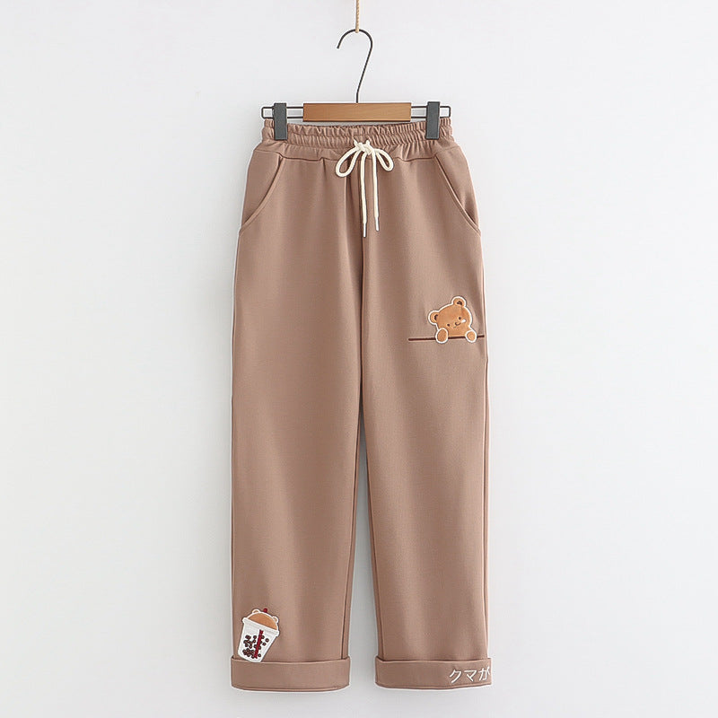 Sweet Milktea Bear Loose Sweatpants