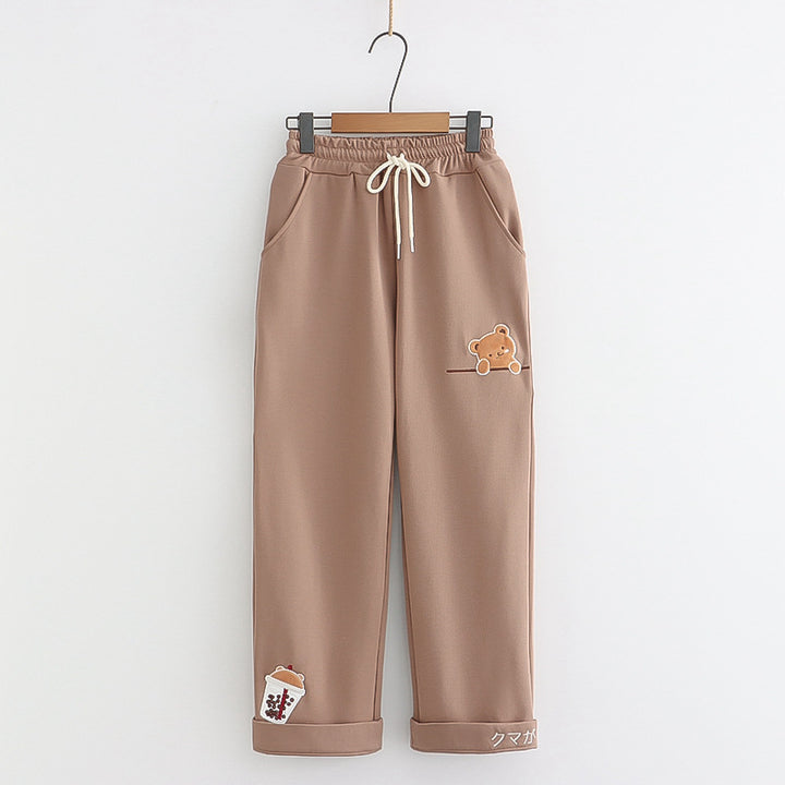 Sweet Milktea Bear Loose Sweatpants