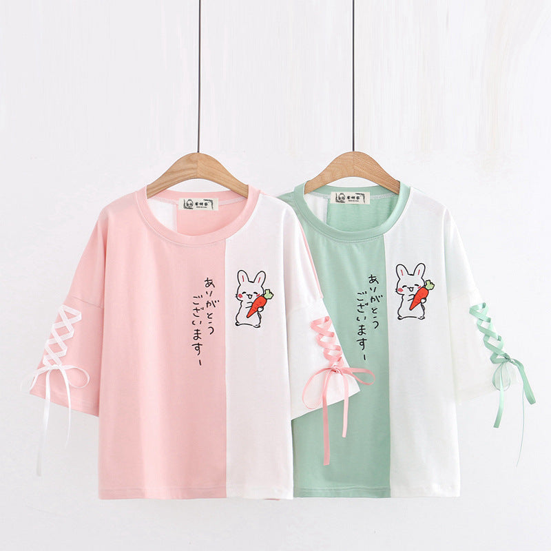 Kawaii Bunny Cross Lace Shirt
