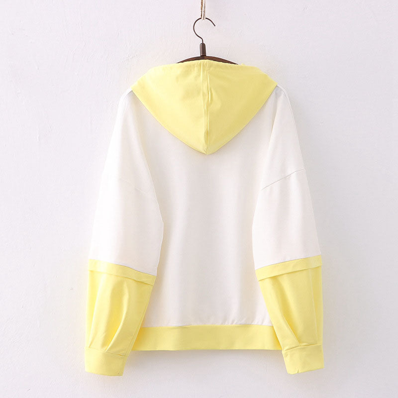 Sunflower Letter Print Hooded Hoodie