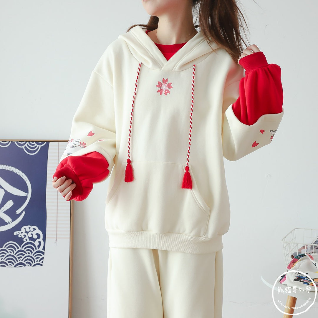 Sakura Bunny Print Hoodie