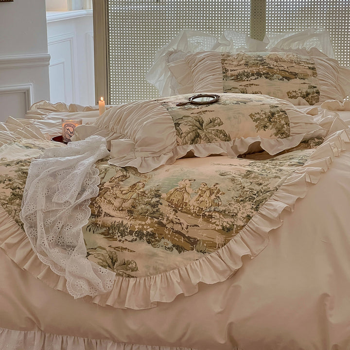 Romantic French Vintage Art Cotton Lace Duvet Cover