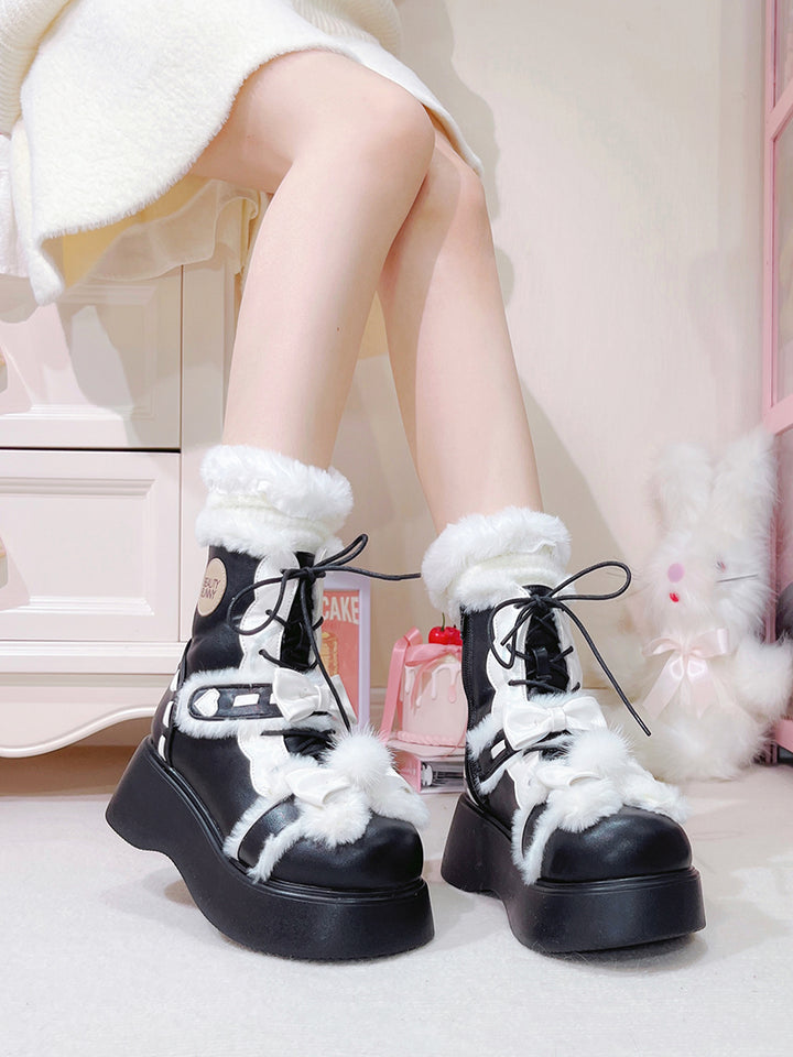 Lolita-style Fleece winter short snow boots