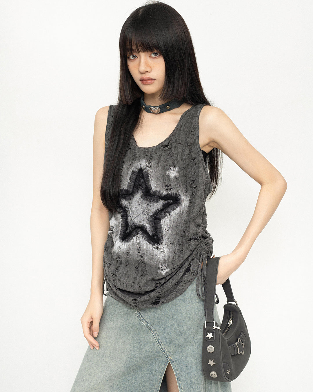 American-style vintage sleeveless vest top