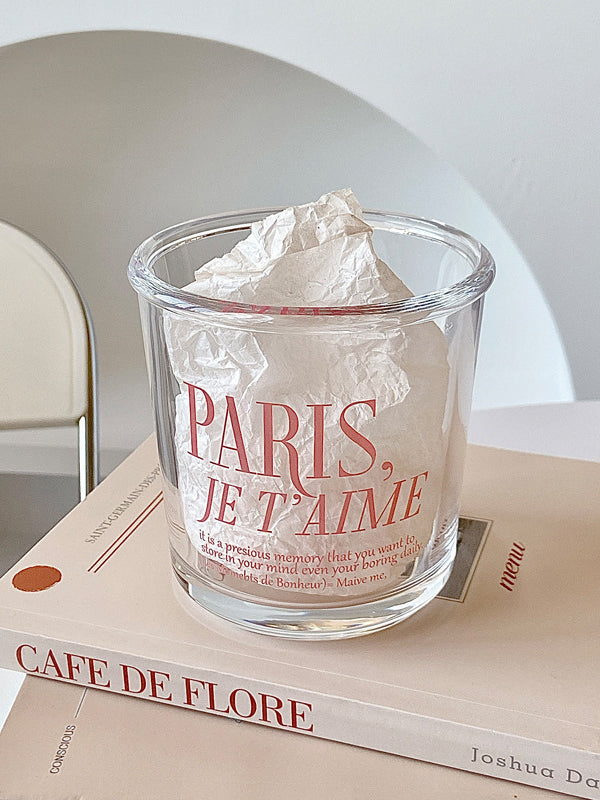 Romantic Pink Lettering "PARIS, JE T’AIME" Glass Cup