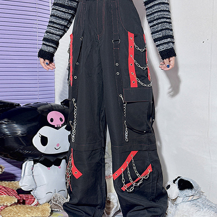 Black High-waisted Loose Fit Casual Cargo Pants