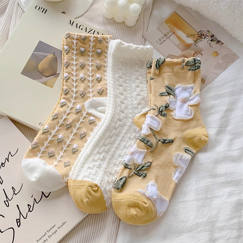Vintage Flowers Cotton Socks
