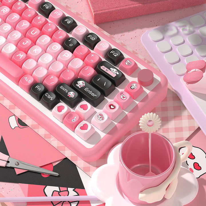 Red and Black Heart Theme Keycaps Set for Mechanical Keyboards