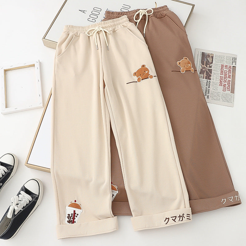 Sweet Milktea Bear Loose Sweatpants