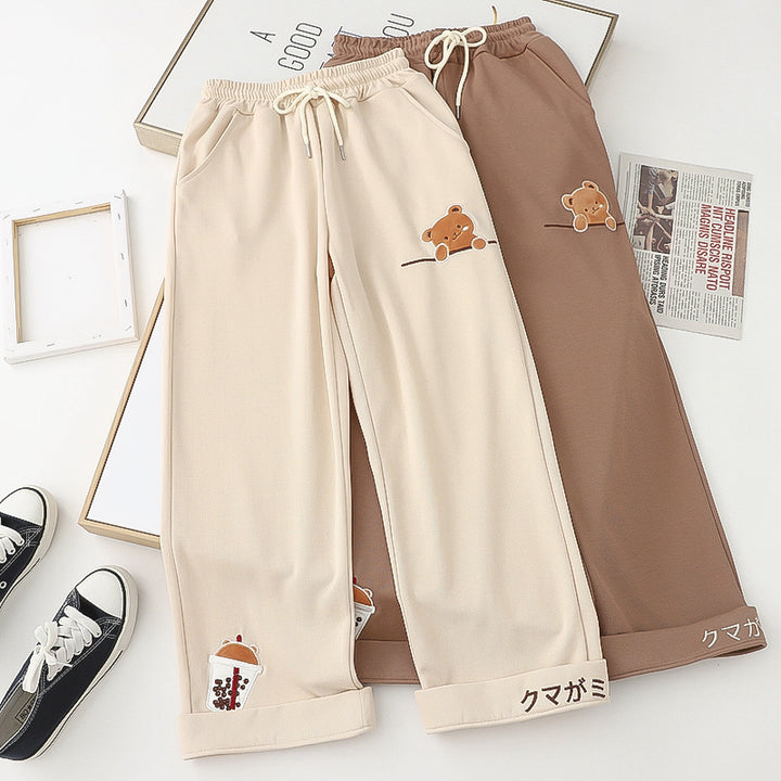 Sweet Milktea Bear Loose Sweatpants