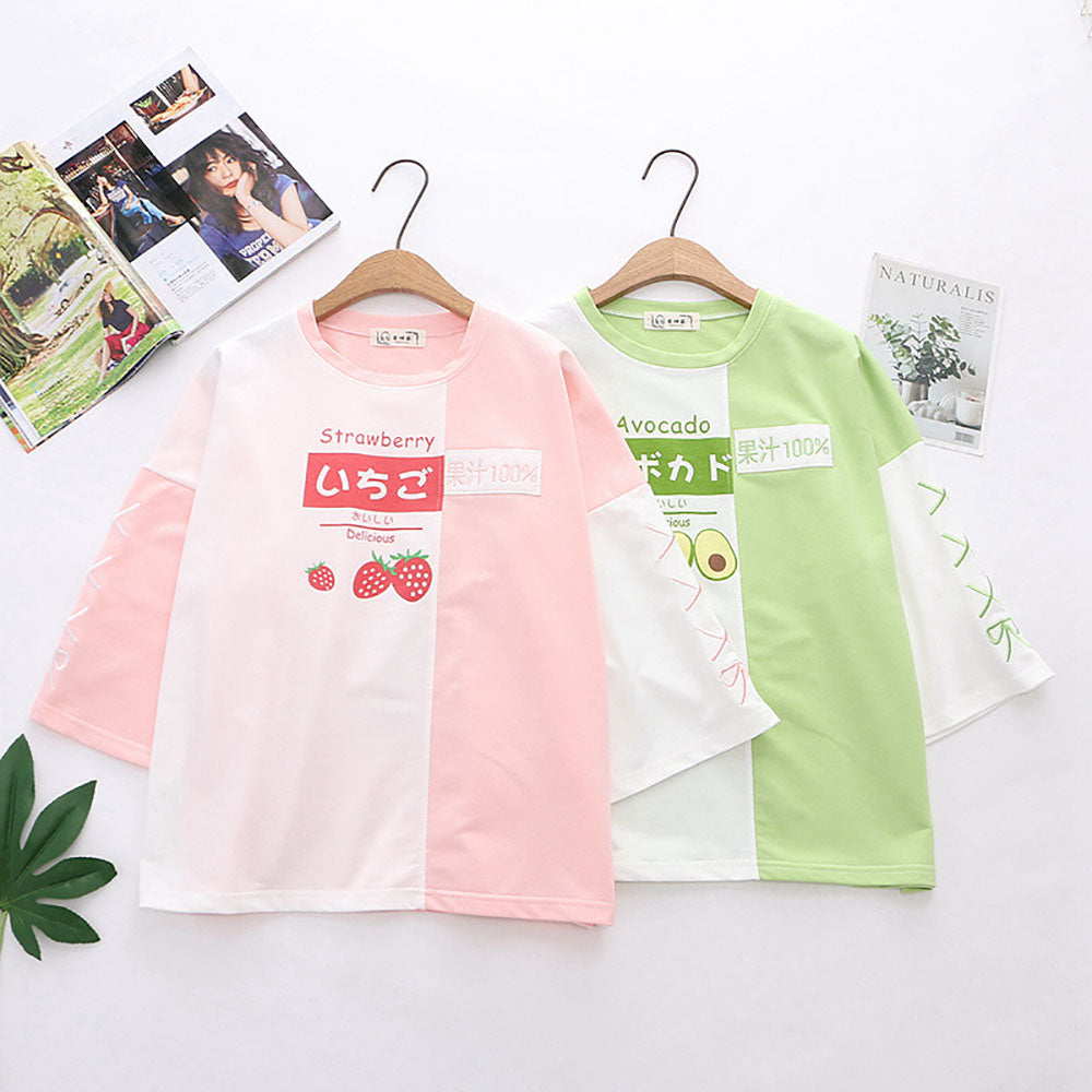 Japanese Two-Toned Fruit Long Sleeve T-shirt