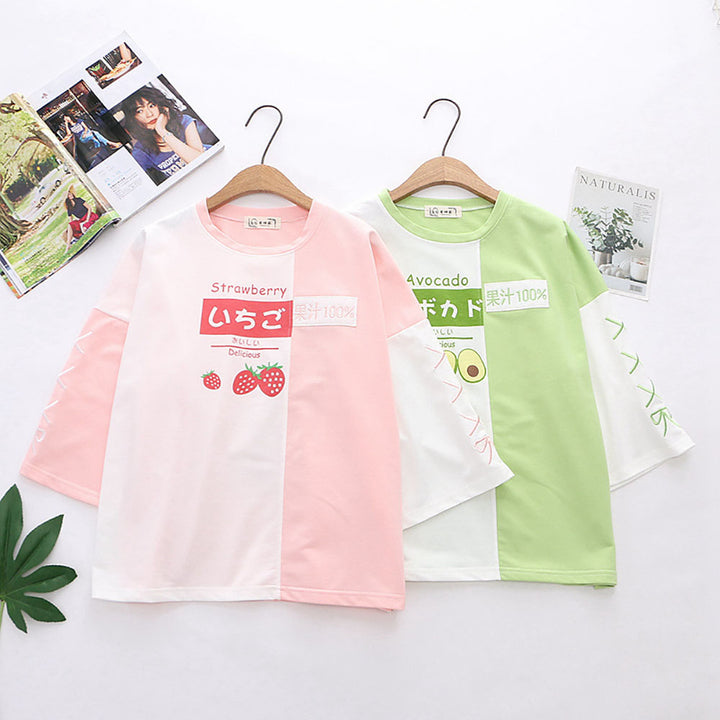 Japanese Two-Toned Fruit Long Sleeve T-shirt