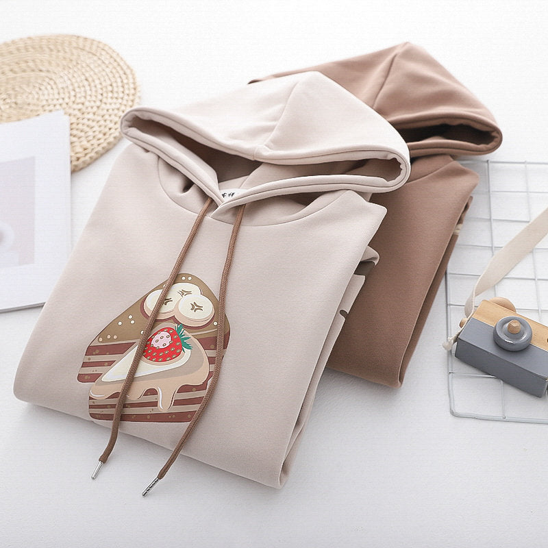 Love Heart Cake Print Loose Hoodie