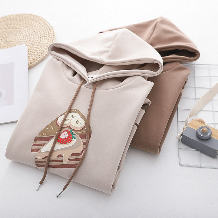 Love Heart Cake Print Loose Hoodie