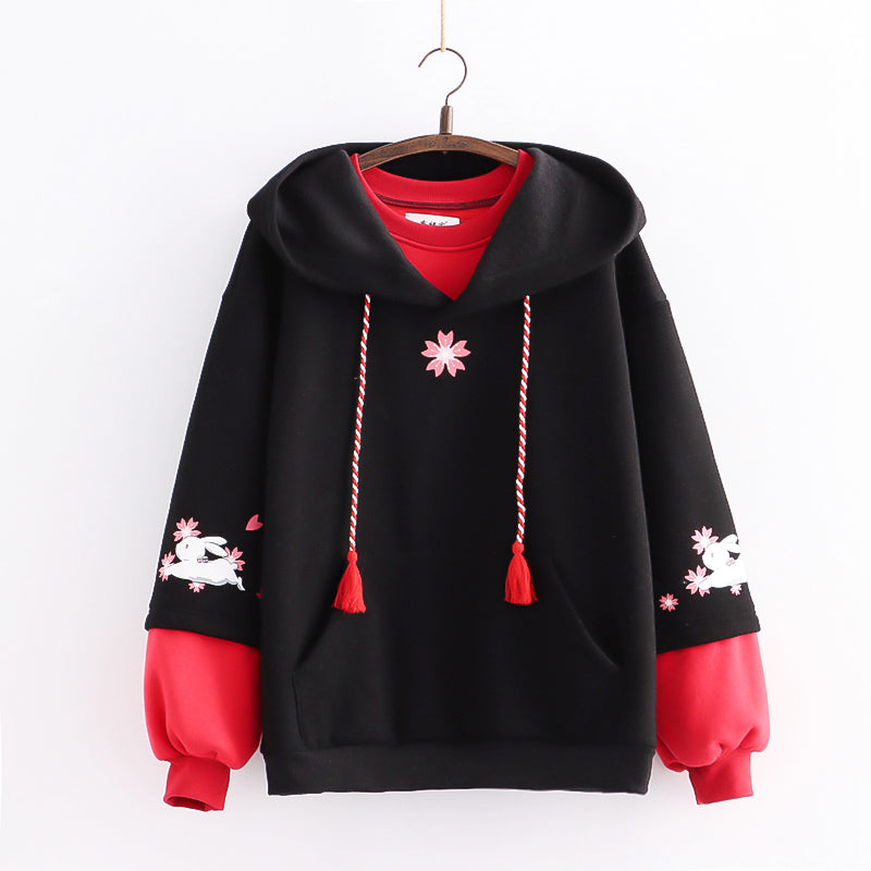 Sakura Bunny Print Hoodie