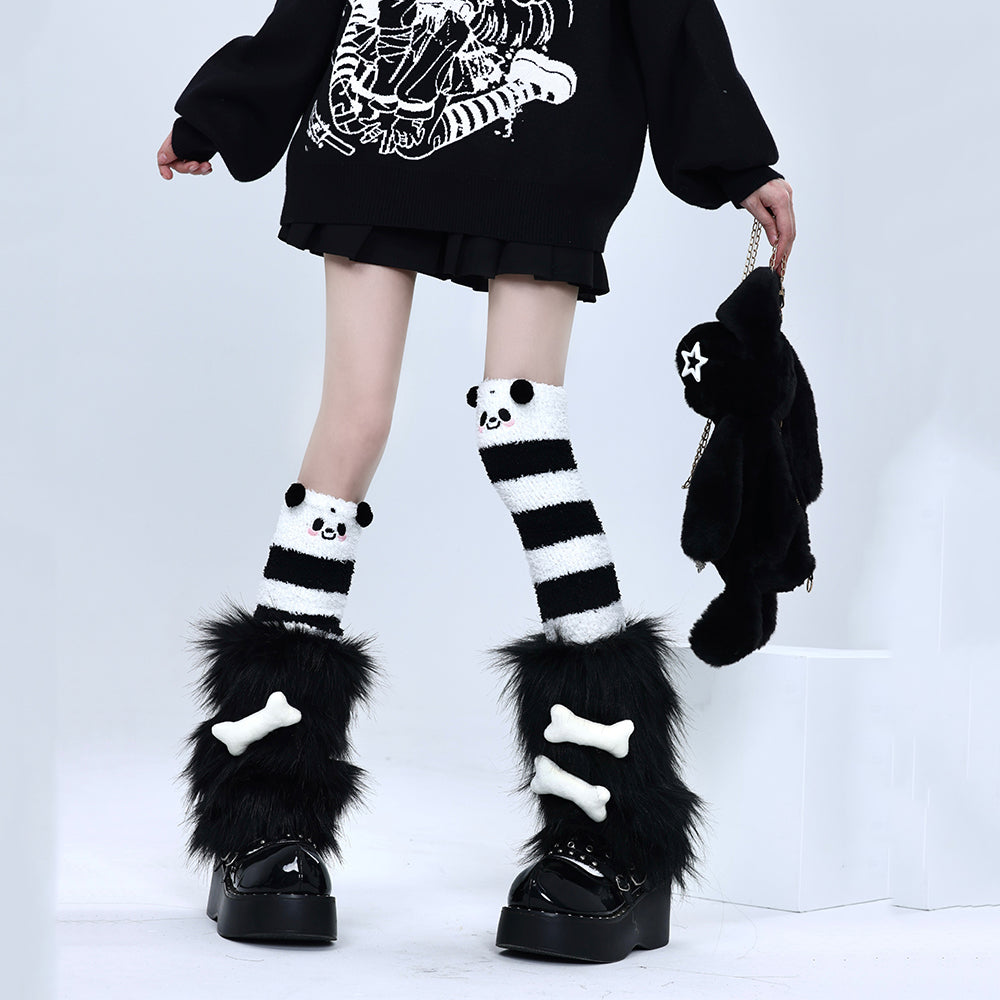 Panda Striped Over-the-Knee Warm Socks