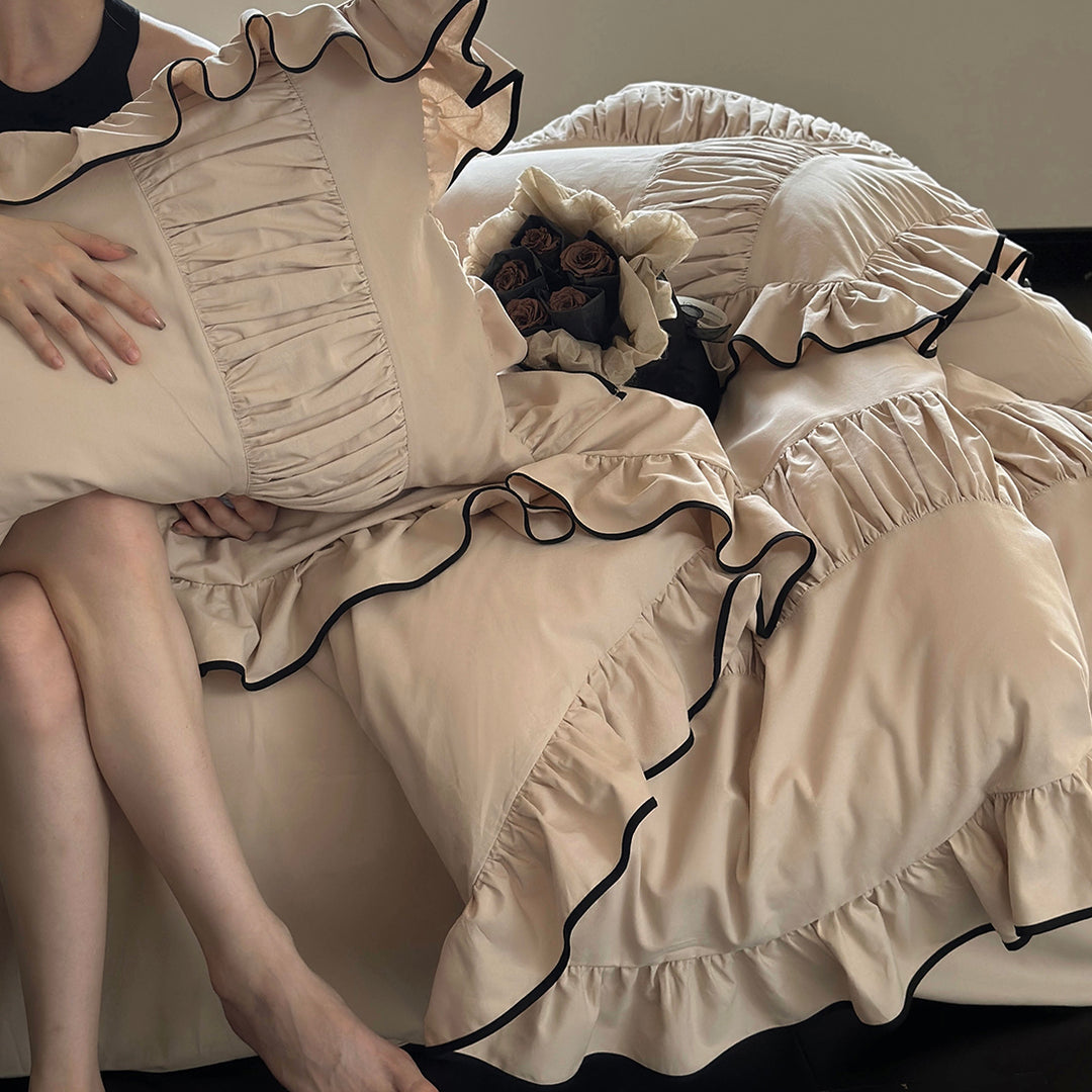 Luxury Style Lotus Leaf Edge Cotton Bedding Set