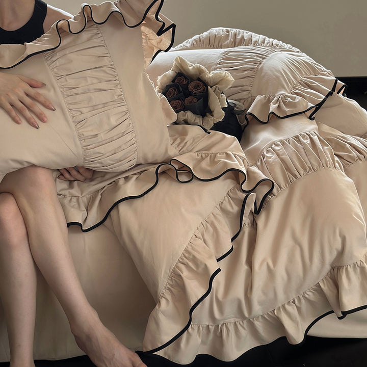 Luxury Style Lotus Leaf Edge Cotton Bedding Set