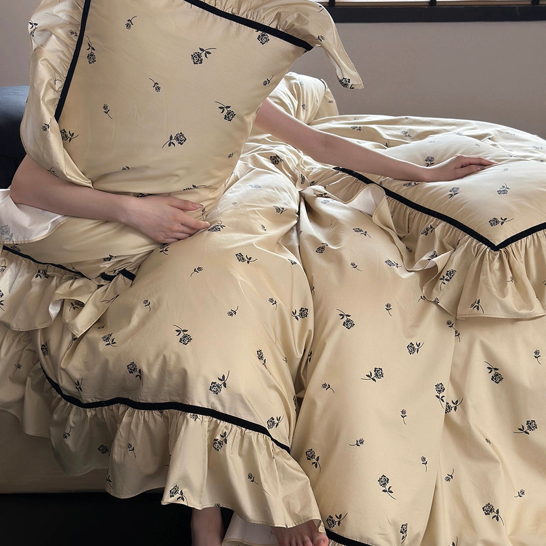 Luxury Rose Cotton Bedding Sets