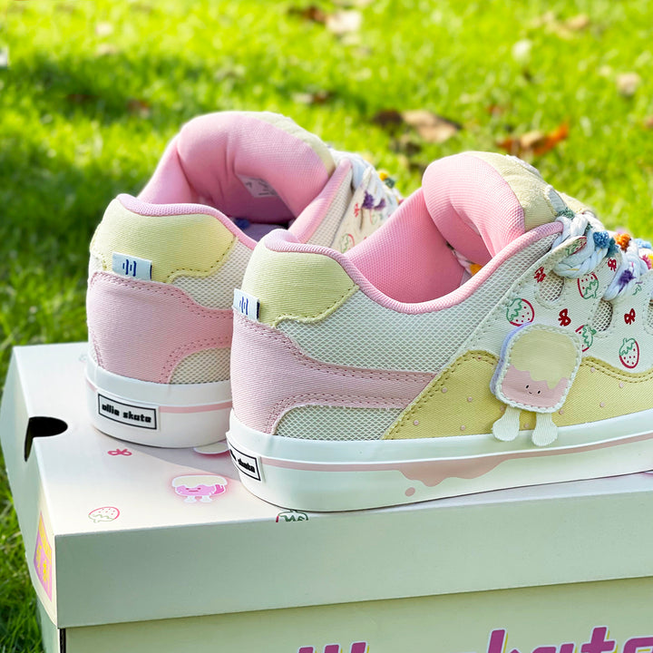 Strawberry Yellow and Pink Color-Block Puffer Shoes