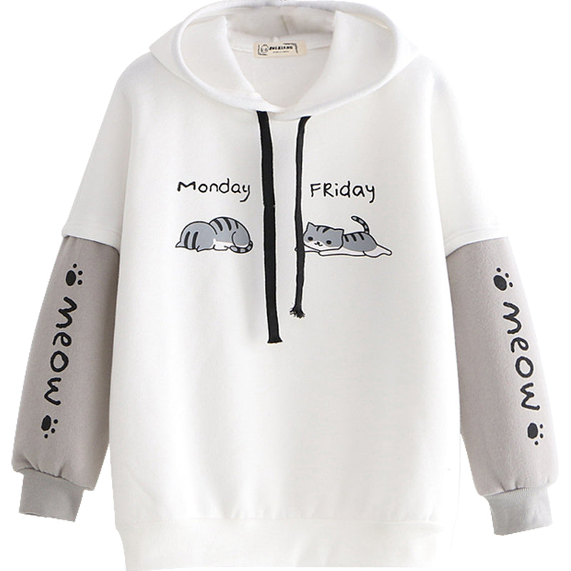 Monday Friday Meow Paw Print Hoodie